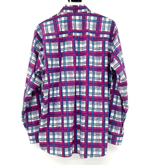 Tailorbyrd Collection 100% Cotton Pink Blue Check Button Front Shirt XL - Picture 5 of 5